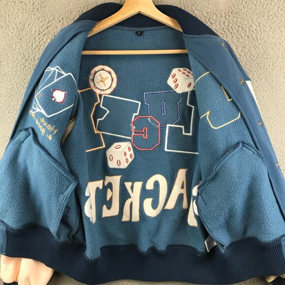 Men's New Wave Street Culture Poker Letterman Jacket Size XS - Picture 8 of 14